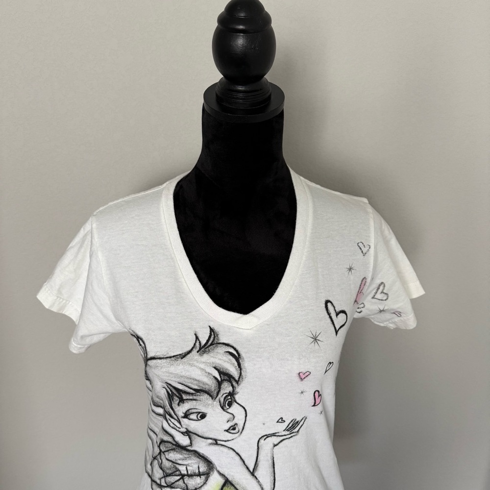 Disney Store White Tinker Bell Organic Cotton T-Shirt size Medium - Picture 2 of 9